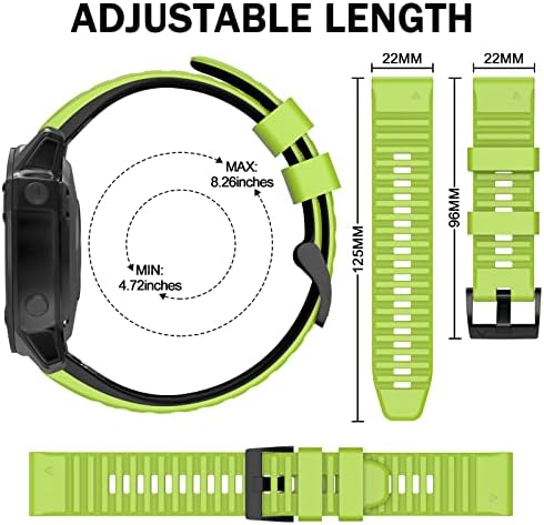 ISABAKE Pasek do zegarka Fenix 6 / EPIX 2, silikonowy pasek do zegarka Quick Fit 22mm do Garmin Fenix 7/Fenix 5 Plus, Approach S60, D2 Delta, Forerunner 945