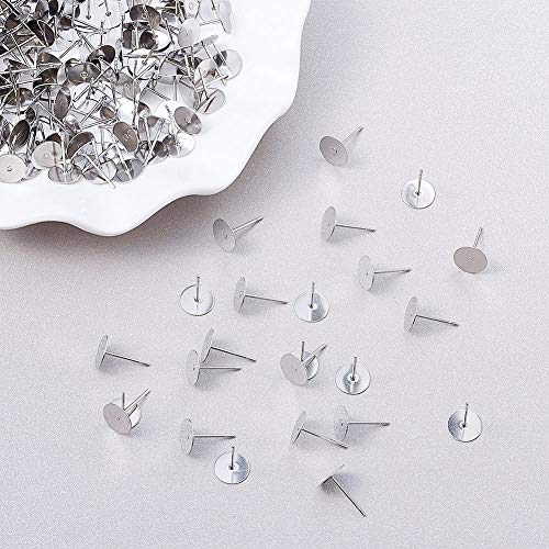 Craftdady 500Pcs Stainless Steel Earring Posts 8Mm Flat Pad Blank Tray Stud Earrings For Earring Jewelry Making #TOP4