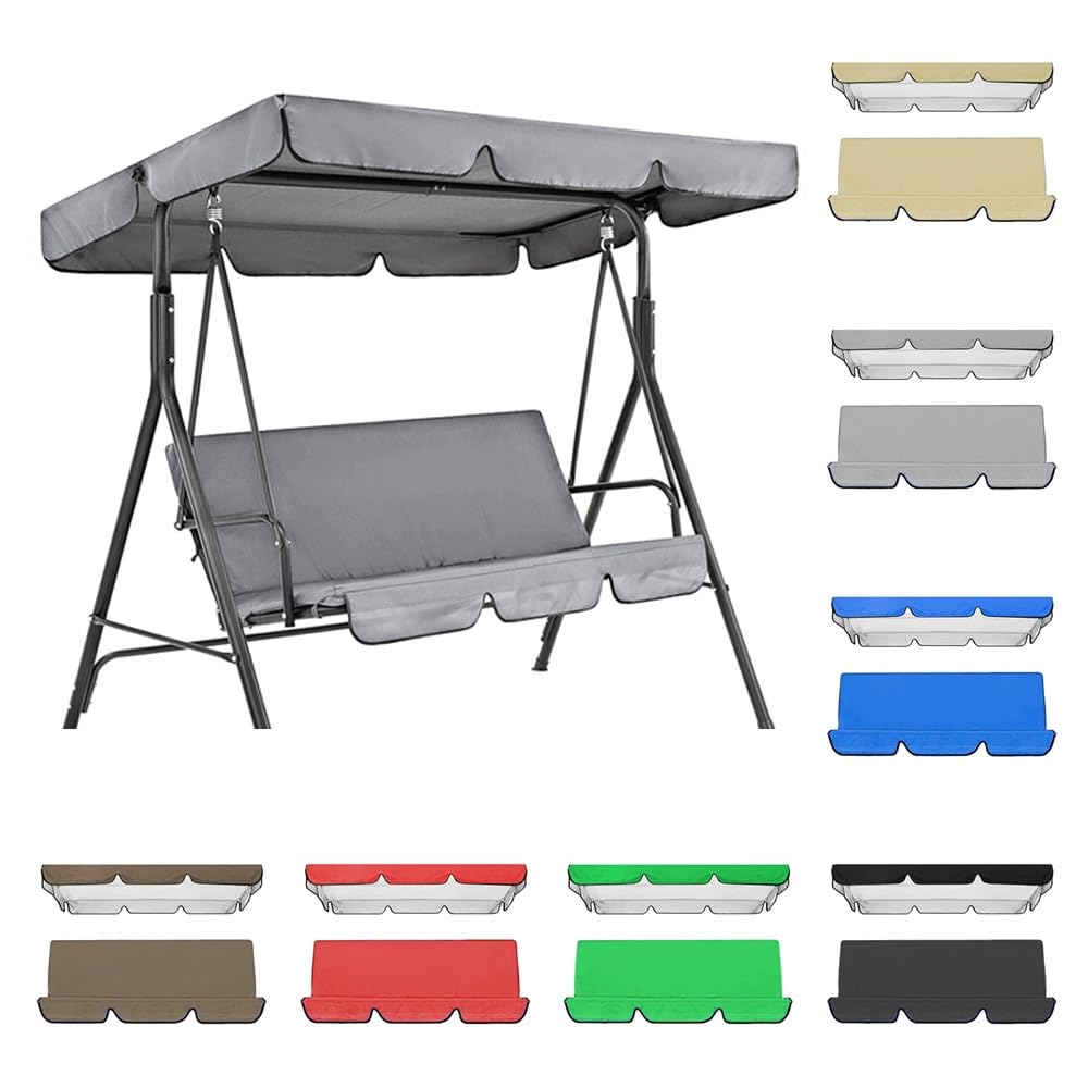 SMCMGECEUZ Swing Canopy Cover Set Porch Swing Replacement Canopy Covers, Patio Swing Seat Covers Waterproof Replacement Canopy Top Cover For Swing Seat(Gray,195x125cm(77x49in))