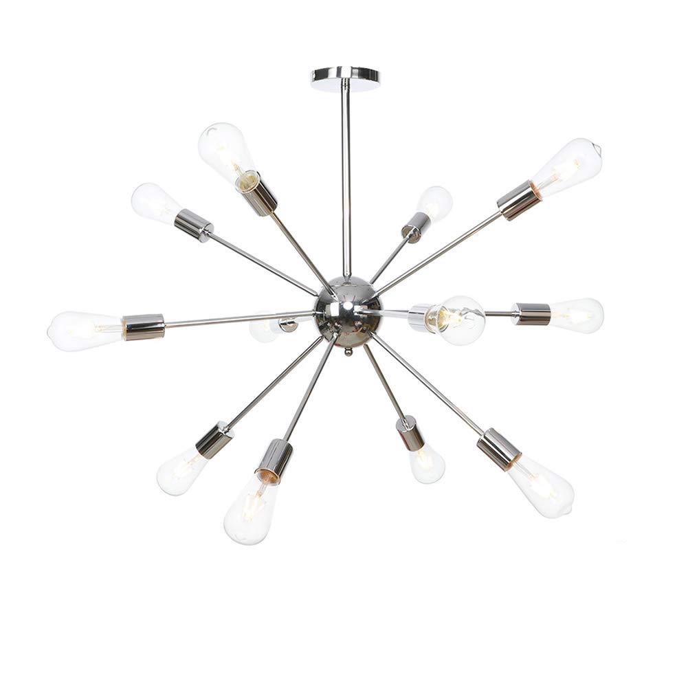 SYAXVOM 9 hts Sputnik Chandeliers Chrome Mid Century Modern Chandelier Pendant ht Industrial Vintage Ceiling For Living Room Dining Bedroom Foyer-Chrome 12 head