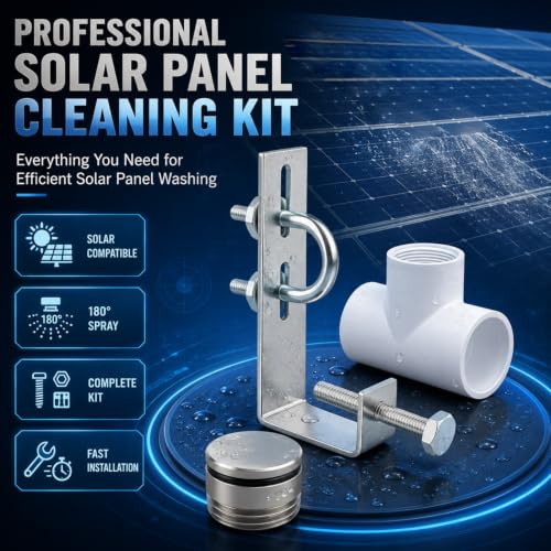 Image of Stainless Steel Solar Panel Cleaning Sprinkler Combo Kit (1 Sprinkler, 1 Threaded T, 1 Galvanized Clamp) | 180 Water Spray | 4-7 LPM Flow Rate | 1 /2 Inch BSP Thread | Solar Panel Washing System