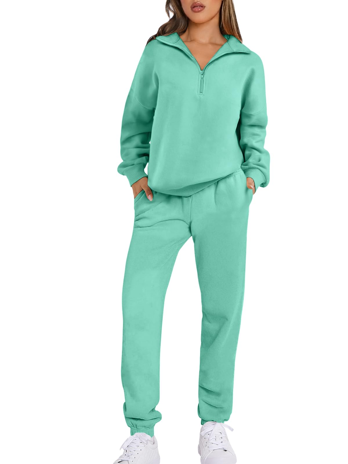 Prinbara Women 2 Piece Outfits Sweat Set 2024 Winter Oversized Sweatshirts Jogger Sweatpants Lounge Sets Fall Tracksuit