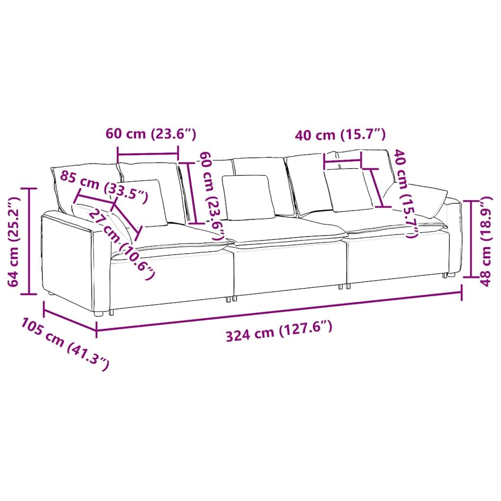 Modułowa sofa z poduszką, niebieska, 3-częściowa sofa narożna, zestaw wypoczynkowy z tapicerowanym narożnikiem, elastyczna rozbudowa, do salonu, lounge, kina domowego, element siedziska