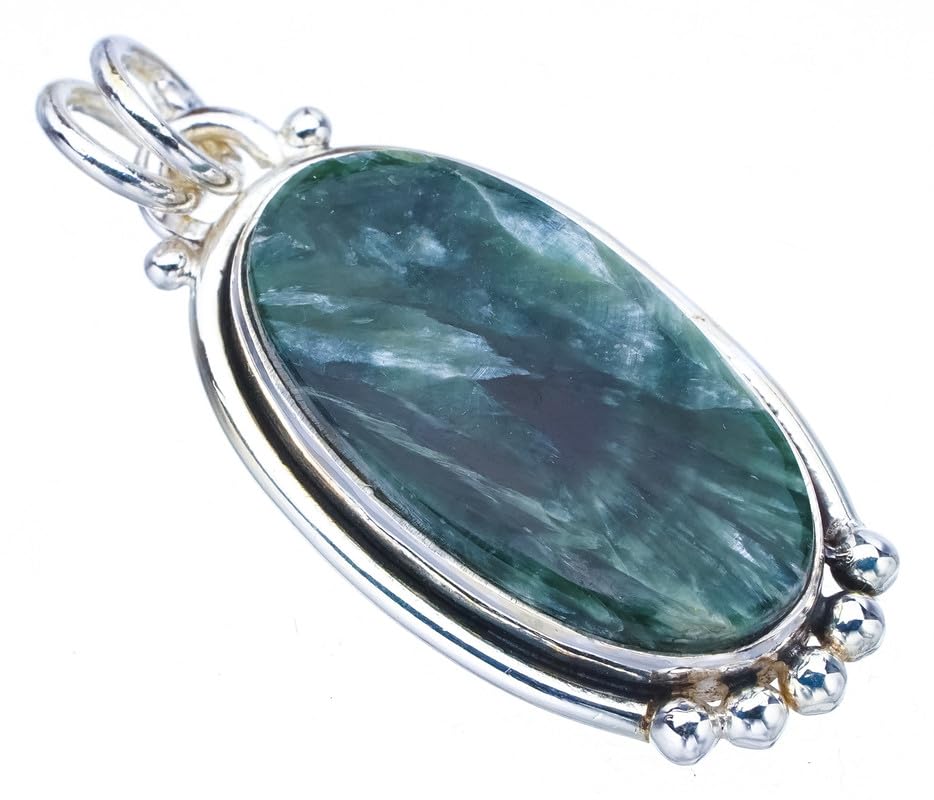 Pendentif Séraphinite naturelle, bijou artisanal en argent sterling 925