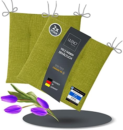 LILENO HOME Zestaw 1 poduszek na krzesło zielone jabłko (40 x 40 x 4,5 cm) - poduszka na krzesło ogrodowe, kuchnię lub krzesło do jadalni - wygodna odporna na promieniowanie UV wewnątrz i na zewnątrz nakładka na