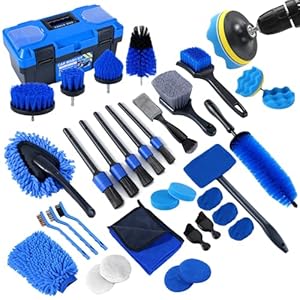 Kit de 36 piezas de detallado de automóvil, juego de cepillos para detalles de automóvil, kit de limpieza de automóvil, herramientas de detalle automático para ruedas interiores y exteriores