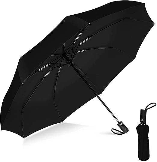 Ozoy Umbrella for Men, Umberallas for Rain Big Size Men, Windproof Umberalla Large for Man,Women,Kids,Girls,Boys - 3 Fold with Auto Open and Close (Black, 43 inch)
