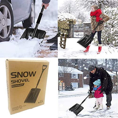 Snow Shovel For Driveway, 32" Car Snow Shovel Portable, D Handle Ergonomical Small Shovel. (Black) #TOP1