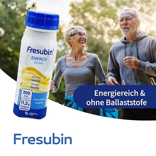 Fresubin Energy Drink - Vanille Hochkalorische Trinknahrung von Fresenius Kabi, 300 kcal pro Flasche, laktosearm, ohne Ballaststoffe ideal bei Mangelernährung (200 ml (24er Pack), Vanille)