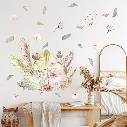 Palm Leaves Wall Decals Large Boho Leaf Wall Stickers Tropical Plant Palm Leaf Wall Stickers Tree Leaf Wall Stickers Removable Palm Leaves Wall Stickers For Bedroom Living Room Nursery Decor #TOP1