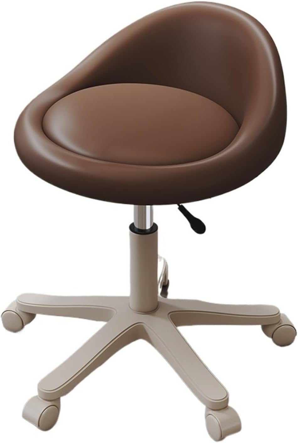 Makeup Stool Light Luxury high-end Girls Home Bedroom Dressing Table Stool Simple backrest Three-Proof Microfiber Leather/Upgraded Reinforcement/Rotation Lift(Caramel Brown)