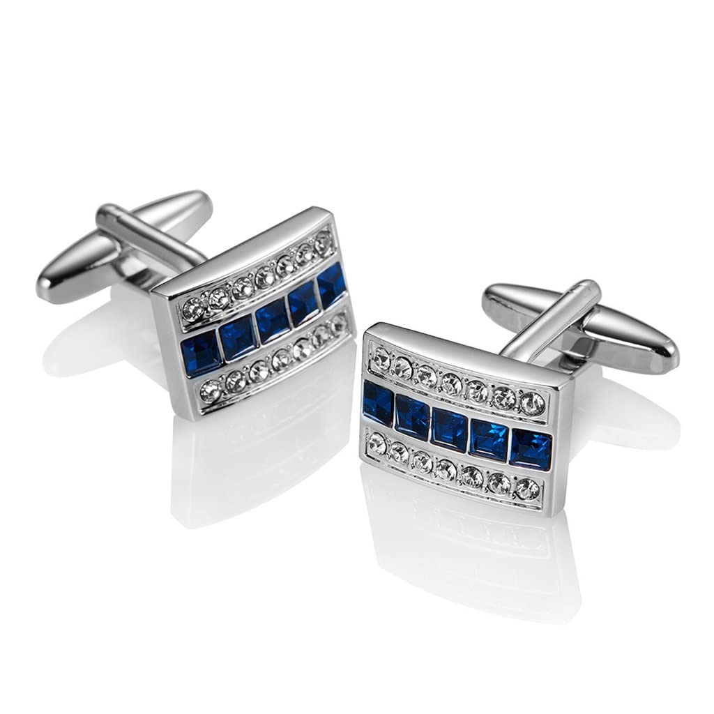 Metall-Silber-Manschettenknöpfe Diamanten Herren-Manschetten-Manschetten-Bolzen Französische Hemd-Schnallen-Bolzen (Color : A, Size : One Size)