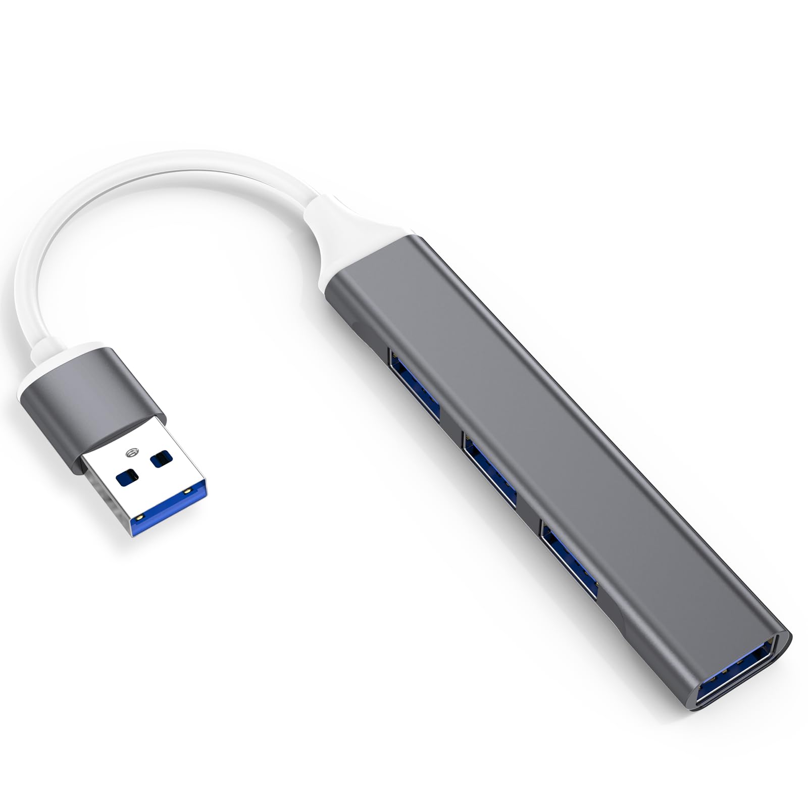 juapyes Mini USB Hub Extensions, 4 Port USB 3.0 Expander, USB 2.0 Hub, 4 in 1 USB Splitter, Ultra Slim Portable Data Applicable for Laptop, iPad Pro, MacBook, Mac, Notebook PC Grey