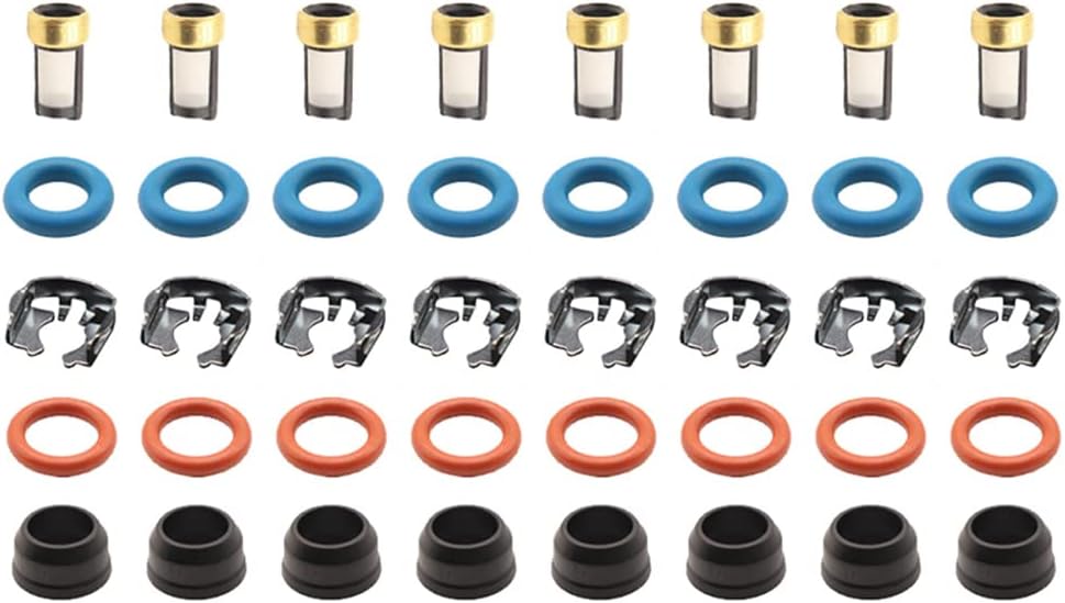 Kit de sello de reparación de inyector de combustible de 8 juegos para 99-07 GM Chevy Silverado 1500 GMC Sierra FJ887 4.85.36.0L 17113553 25317628