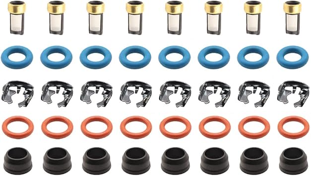8Set Fuel Injector Repair Seal Kit for For 99-07 GM Chevy Silverado 1500 GMC Sierra FJ887 4.8/5.3/6.0L 17113553 25317628 12580681