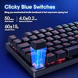 Mechanical Gaming Keyboard,RGB 104 Keys Ultra-Slim Rainbow LED Backlit USB Wired Keyboard with Blue Switches,Durable ABS Keycaps/Anti-Ghosting/Spill-Resistant MechanicalKeyboard for PC Mac Xbox Gamer - Image 5