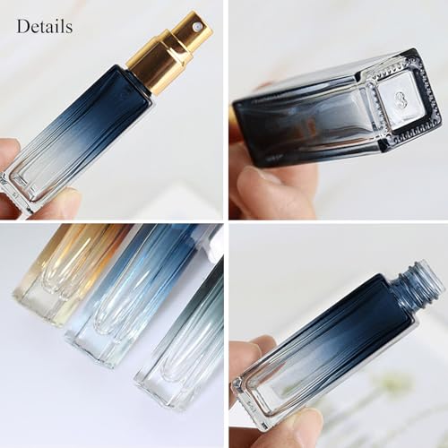 Qeuly 10ml Travel Refillable Bottle, Mini Empty Spray Bottles, Glass Atomizer for Perfume, Travel Size, Portable Sample Dispenser (Gradient Blue)3