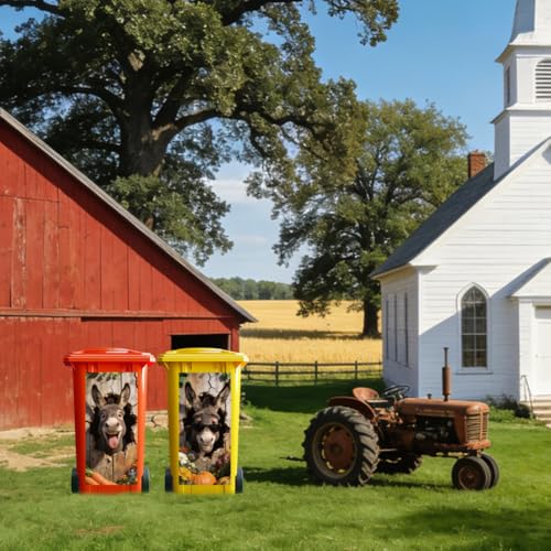 ANATTASOUL Mülleimer Aufkleber, 2 Blätter Mülltonnen Aufkleber 38×82cm Löcher Esel und Karotte Selbstklebend Aufkleber für Mülltonnen Mülleimer Aufkleber für Behälter, Kühlschrank