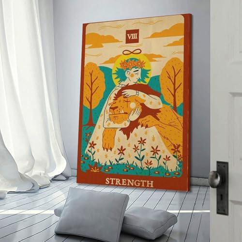 Poster lion dans un champ tableau décoration murale 20x30