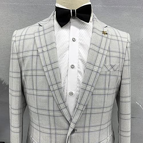 Jaqueta de smoking masculina, terno de um botão, xadrez frente aberta casaco esportivo de negócios p