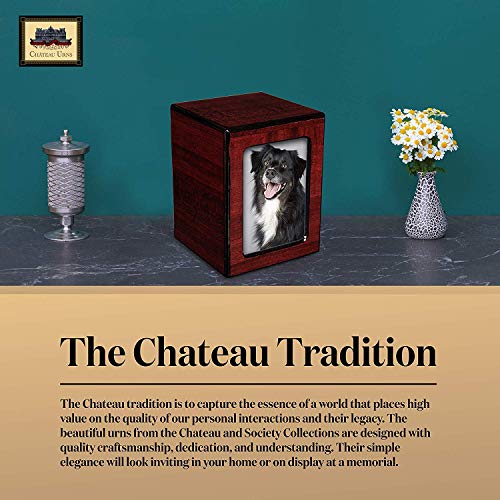 Chateau Urns - Society Collection - Photo Keepsake Cremation Urn - Memorial Box for Ashes - Small (up to 46 lbs) - Cherry Finish