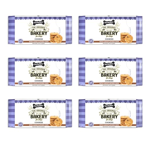 Three Dog Bakery Cookies with Carob Flavored Chips, Premium Treats for Dogs, 13 Ounce Package, 6-Pack