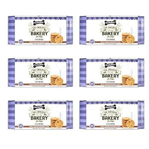 Three Dog Bakery Cookies with Carob Flavored Chips Premium Treats for Dogs 13 Ounce Package 6 Pack