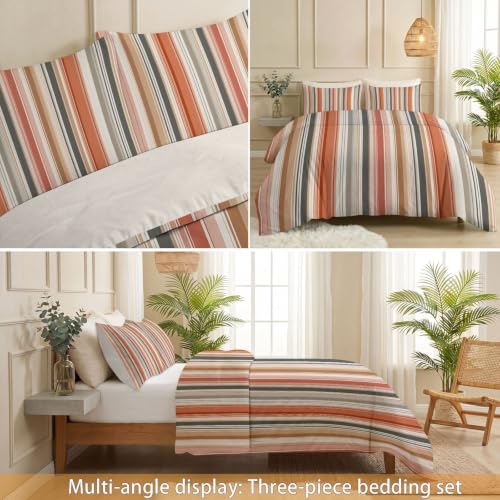 Funda de edredón doble nórdica reversible con dos fundas de almohada de microfibra 7