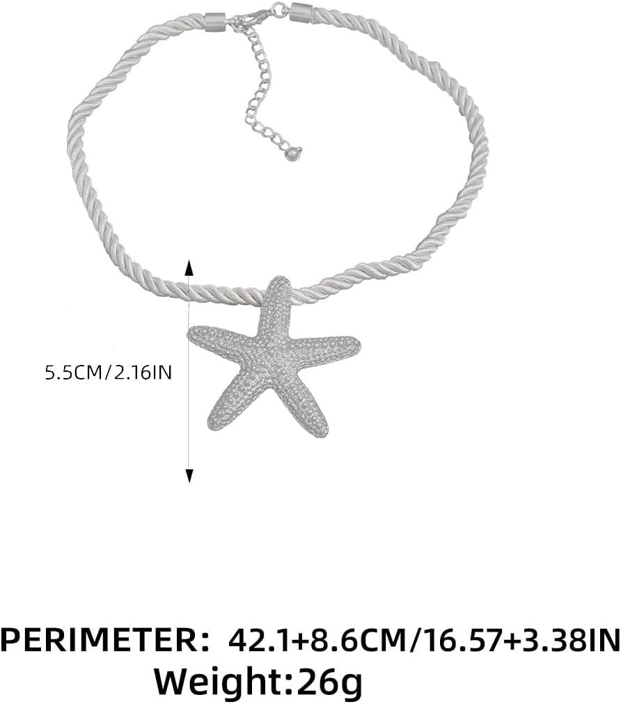 Starfish Necklace for Women Chunky Starfish Pendant Necklace Gold Silver Bohemia Star Charm Choker Necklace Adjustable Summer Beach Ocean Jewelry - Image 4