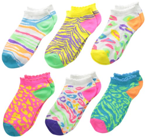 Jefferies Socks Girls 2-6X Wild Safari Low Cut Socks 6 Pair Pack