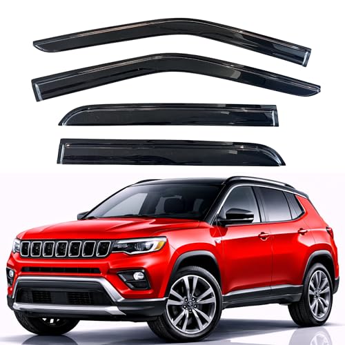 Image of KPY Rain Guards Fit for 2017-2026 Jeep Compass, Out-Channel Window Visors Vent Wind Deflectors 4PC, Car Accessories for 17-26 Compass