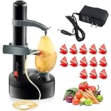 Electric Potato Peeler with 13 Blades, Automatic Rotating Vegetable & Fruit Peeler Machine, Hands-Free Peeler for Potatoes, Apples & More Kitchen Gadgets (Black)