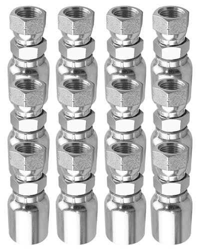 Image of 12Pcs 3 /8 inchHose x 3 /8 inch JIC Hydraulic Hose Fittings Fit for Dayco Weatherhead U-Series Adjustable Crimpers, 37 Female Hydraulic Hose End Crimp