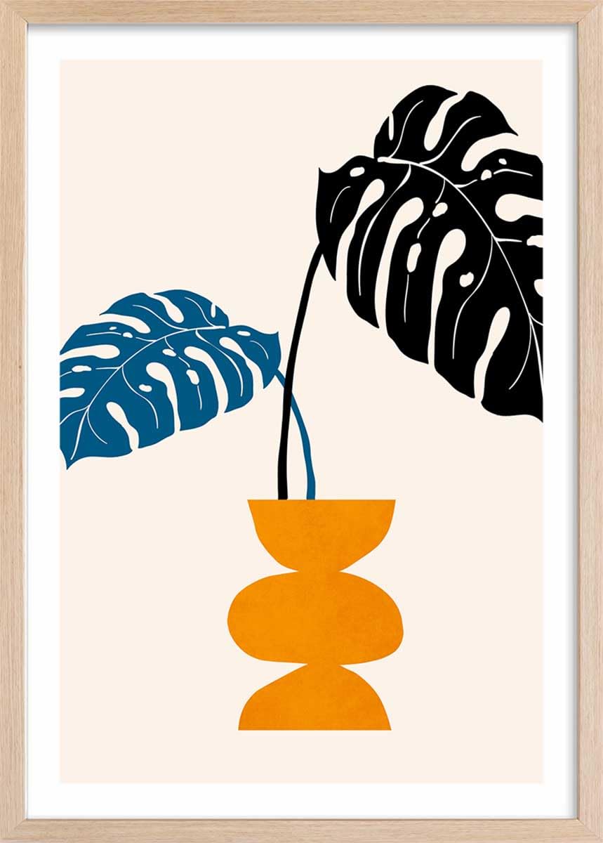 Póster gráfico de planta en maceta, fabricado en Francia, 60 x 90 cm