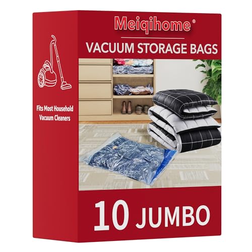Vacuum Storage Bags 10 Jumbo Space Saver Sealer Bags Airtight Compression Bags for Clothes Pillows Comforters Blankets Bedding