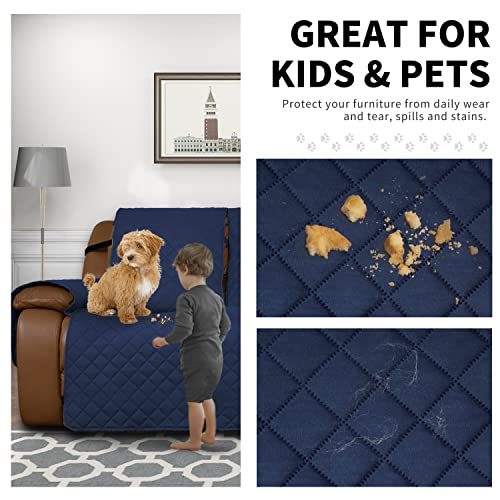 Easy-Going Oversized Recliner Sofa Cover, Reversible Couch Cover for 3 Seat Recliner, Split Sofa Cover for Each Seat with Elastic Straps for Kids, Dogs, Pets (3 Seater, Navy/Navy) by Easy-Going - Image 3