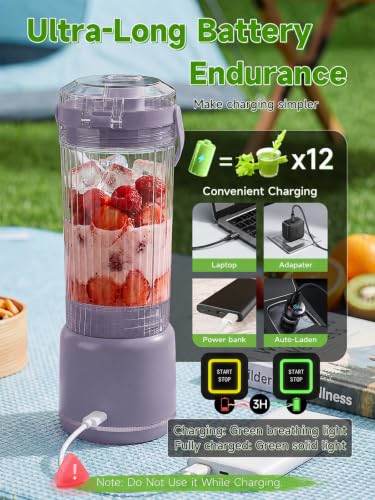 Bonnor Cordless Portable Blender for Smoothies, Shakes and Ice Crushing | 2 x 22 oz Cups, 100W Motor, 6 Blades, USB Rechargeable, Leakproof with 12-Hour Insulated Bag for Gym, Office and Travel - Image 4
