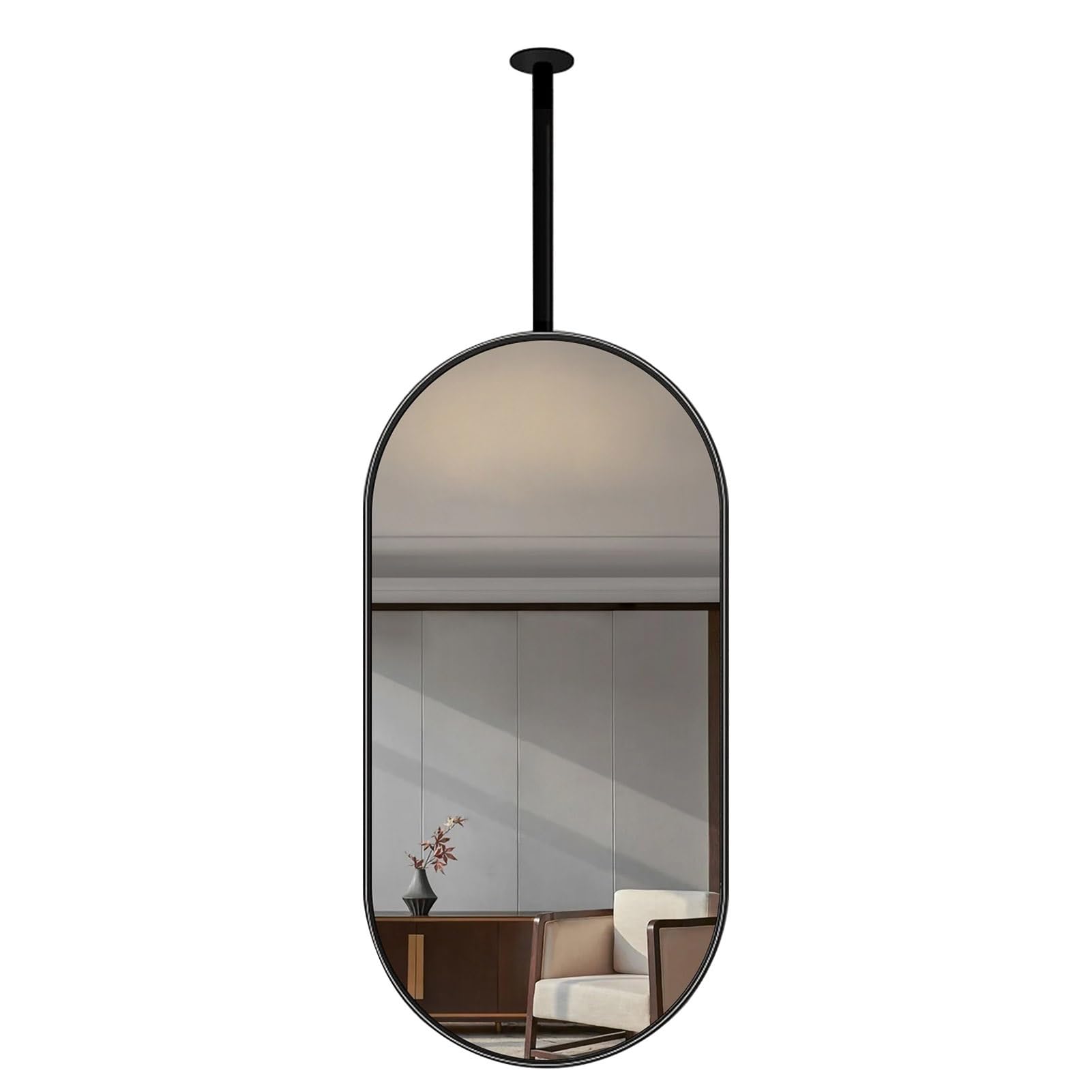 Gaommini A Ceiling Hanging Floating Mirror With Metal Frame Hd Vanity Make-Up Mirrors