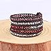 KELITCH Fashion Color Crystal Mix Beaded 5 Wrap Bracelet On Natural Leather Handmade New Women Jewelry (Red Crystal)