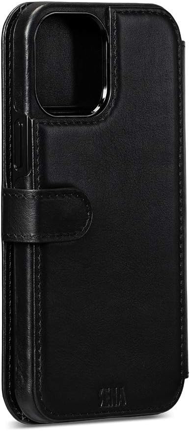 SENA Wallet Book Case, Leather Book Style Folio Wallet with Kickstand & Card Slots for iPhone (Classic Black, iPhone 13 Mini)
