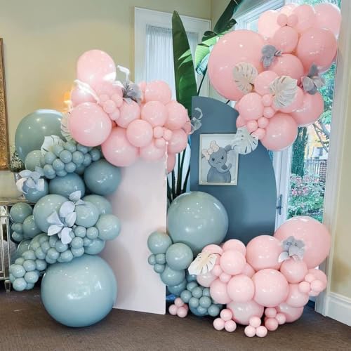 Image of Pastel Light Pink Balloons Double Stuffed Pink Balloon Garland Arch Kit Different Sizes 18 /12 /5 Inch For Birthday Baby Shower Gender Reveal Bridal Party Decorations
