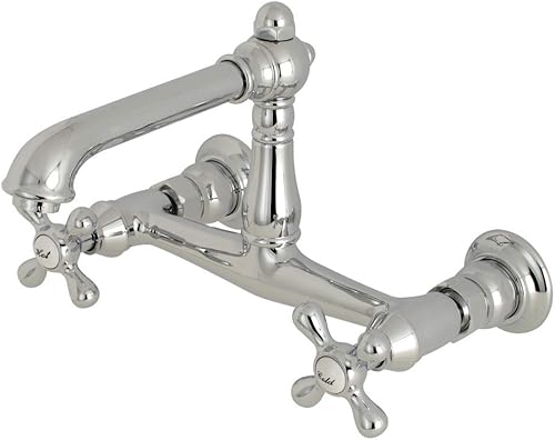 Miniatura 5 de Kingston Brass KS7246AX - Grifo de baño de campo inglés, 6-58 pulgadas en alcance de boquilla, níquel pulido