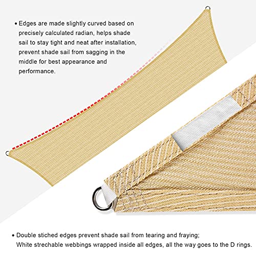 Belle Dura 10'X10' Square Sand Sun Patio Shade Sail Canopy Use For Patio Backyard Lawn Garden Outdoor Awning Shade Cover-185 Gsm-Block 98% Of Uv Radiation-5Years Warranty #TOP4