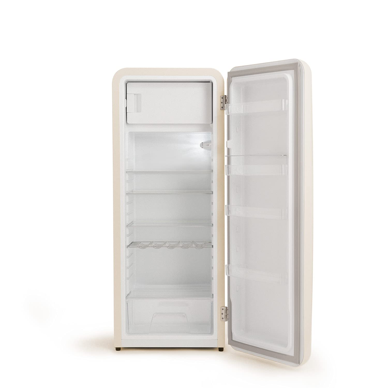 CREATE / RETRO FRIDGE 150 WOOD/Frigorífico blanco roto maneta madera con congelador 281L / 102W. bajo consumo. diseño vintage. 150cm. 3 estantes. regulador temperatura. botellero. 60x60x150cm — view 72