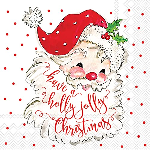 Serviettes de fête Noël motif houx jolly de qualité supérieure 12cm