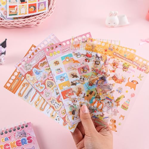 Image of Girl's Cute Sticker Book, Cartoon Cat Theme - 700+ Cute Animal Style Foodie Stickers, for DIY Scrapbooking Journaling Handbook Decoration