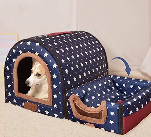 Extra großes Hundebett, Iglu-Hundehaus mit Dach, XL, Labrador, beruhigende Zwinger, wasserdicht, Anti-Angst, faltbare Katzenhöhle, Haustiernest für Welpen/Kätzchen