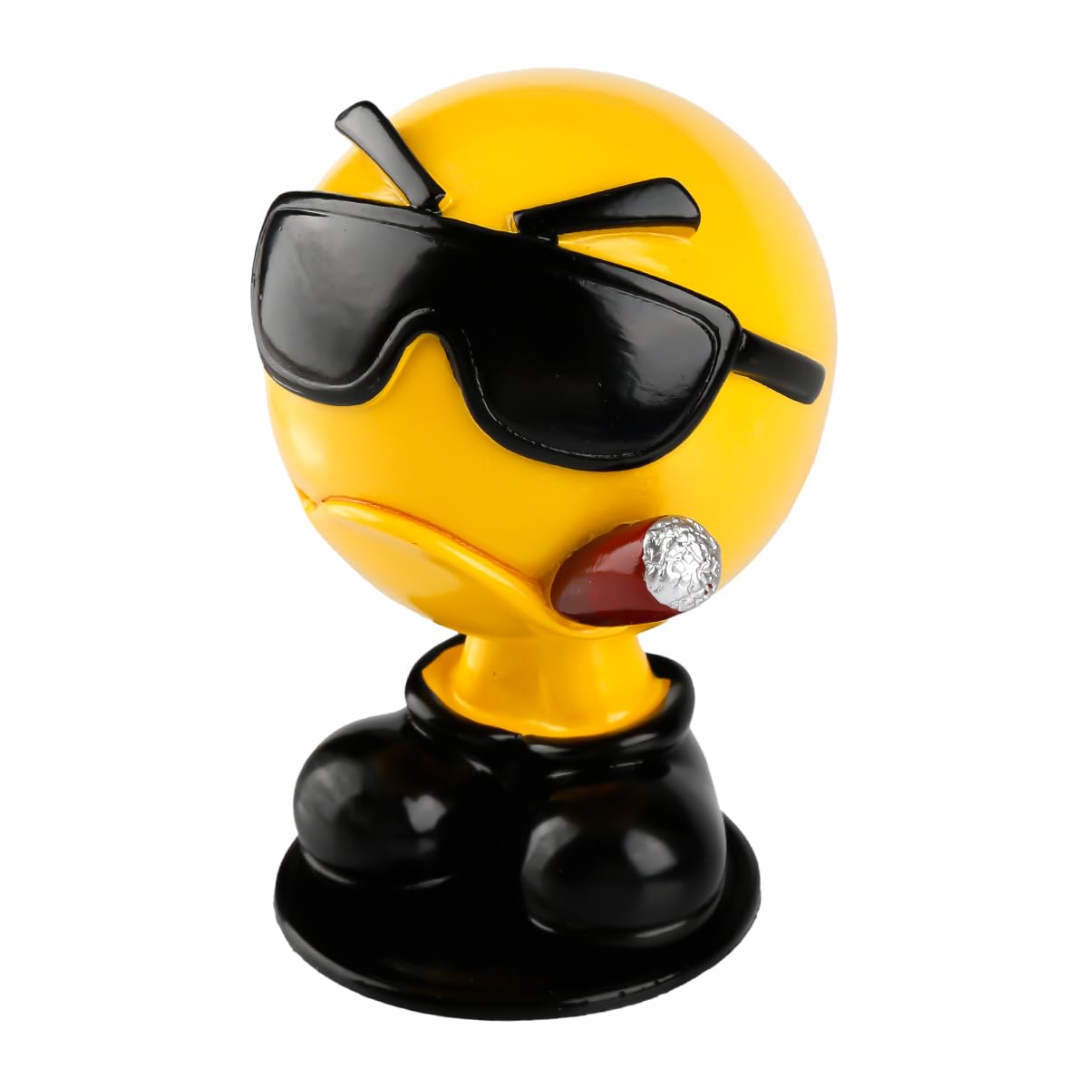 Lotsdonxia Yellow Emoji Bobblehead Figurine, Funny Face Car Dashboard Decor – Plastic Nodding Head Ornaments For Home & Office