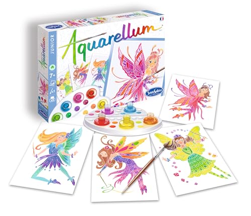 Sentosphère 3900668 Aquarellum Junior, Malset für Kinder, Motiv: Feen, Bastelset, Kreativ-Set, DIY