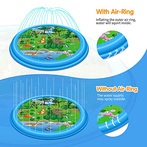 image for PEFECEVE Splash Pad for Kids, 68” Outdoor Summer Sprinkler for Toddl